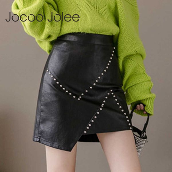 jocoo jolee elegant rivet pu leather skirts women autumn high waist fake leather irregular short a line skirts office lady 210619, Black
jocoo jolee elegant rivet pu leather skirts women autumn high waist fake leather irregular short a line skirts office lady 210619, Black