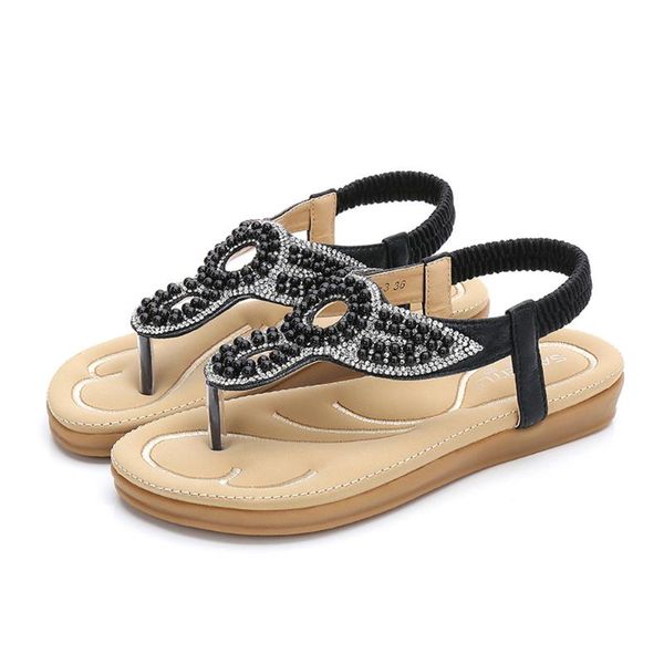 women ladies crystal casual flat elastic band bohemian beach shoes sandals platform slides summer chaussures femme, Black
women ladies crystal casual flat elastic band bohemian beach shoes sandals platform slides summer chaussures femme, Black
