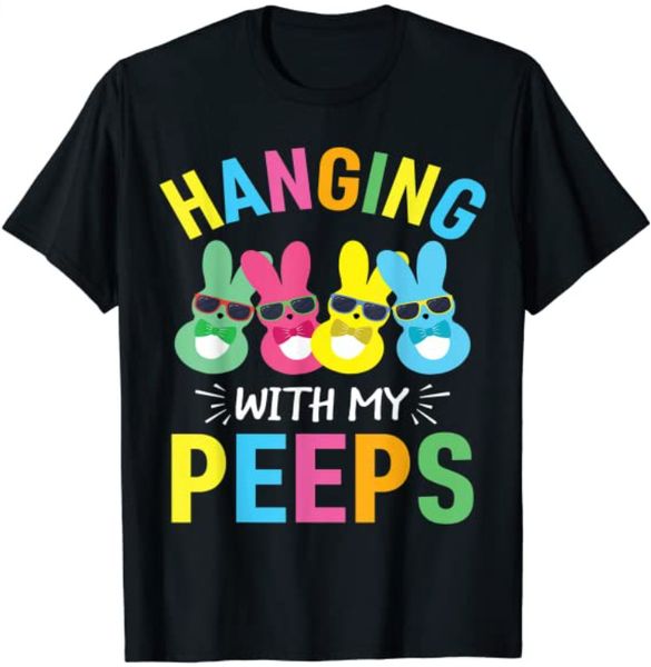 hanging with my peeps cute bunny easter family gift kids t-shirt easter day gift, White;black