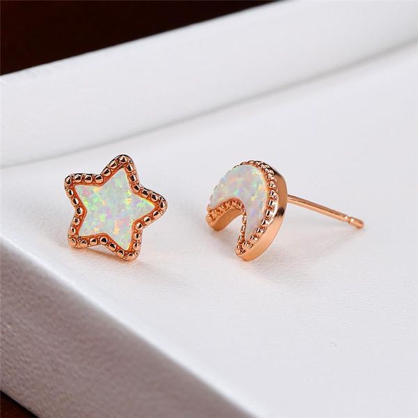 stud rose gold silver color wedding earring cute star moon earrings charm female white blue opal asymmetrical for women, Golden;silver
stud rose gold silver color wedding earring cute star moon earrings charm female white blue opal asymmetrical for women, Golden;silver