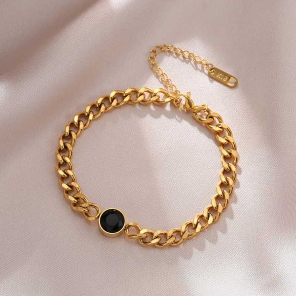 link, chain 316l stainless steel minimalism round black zircon thick bracelets for women fashion trend fine jewelry gift sab298
link, chain 316l stainless steel minimalism round black zircon thick bracelets for women fashion trend fine jewelry gift sab298