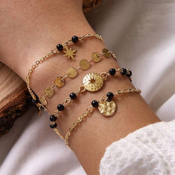 4pcs/sets bohemian black bead star chain bracelets for women gold color alloy metal wafer geometric jewelry gift
4pcs/sets bohemian black bead star chain bracelets for women gold color alloy metal wafer geometric jewelry gift