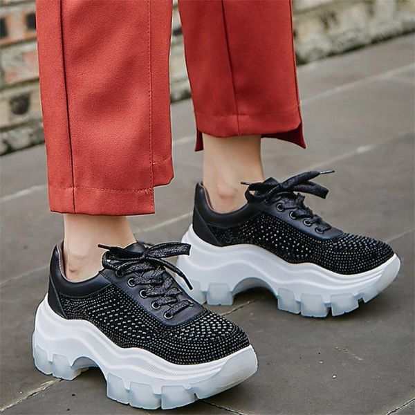 boots casual crystal shoes women genuine leather high heel ankle female lace up round toe platform pumps fashion sneakers, Black
boots casual crystal shoes women genuine leather high heel ankle female lace up round toe platform pumps fashion sneakers, Black