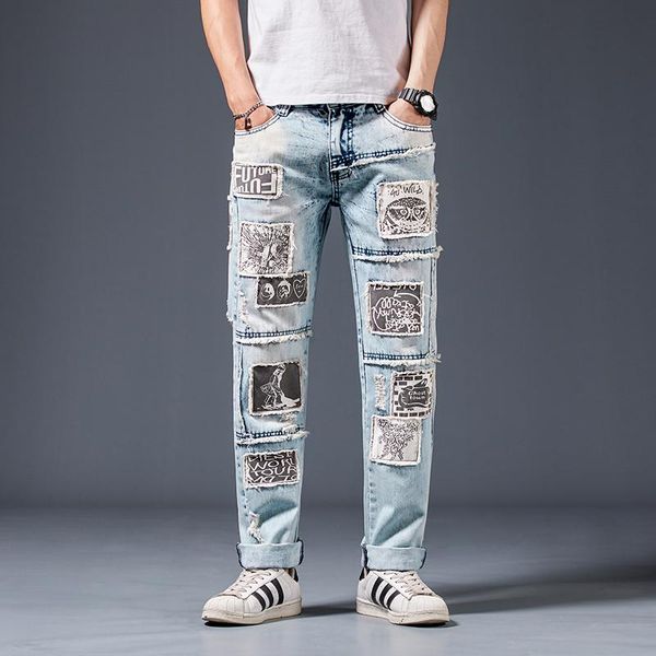 men's jeans 2021 pants streetwear ripped denim trousers locomotive casual loose retro men, Blue
men's jeans 2021 pants streetwear ripped denim trousers locomotive casual loose retro men, Blue