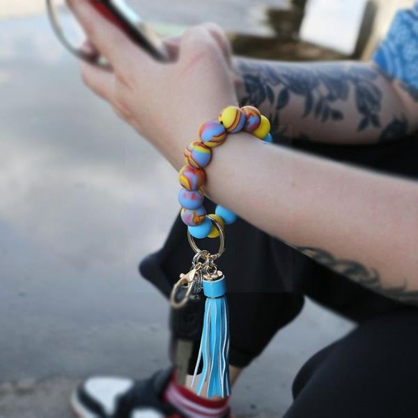 bangle 2021 fashion silicone beaded wristlet keychain bracelet tassel ring chain key jewelry accessories girl round for women x6q5, Black
bangle 2021 fashion silicone beaded wristlet keychain bracelet tassel ring chain key jewelry accessories girl round for women x6q5, Black