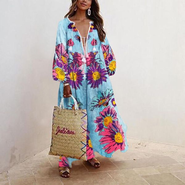 casual dresses tassel dress for women summer floral print bohemian beach long sleeve clothes maxi vestido verano mujer, Black;gray
casual dresses tassel dress for women summer floral print bohemian beach long sleeve clothes maxi vestido verano mujer, Black;gray