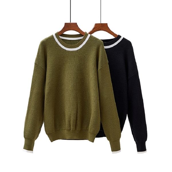 korean autumn sweaters women winter o neck pullover contrast double knit sweater female loose pullovers for 210420, White;black
korean autumn sweaters women winter o neck pullover contrast double knit sweater female loose pullovers for 210420, White;black