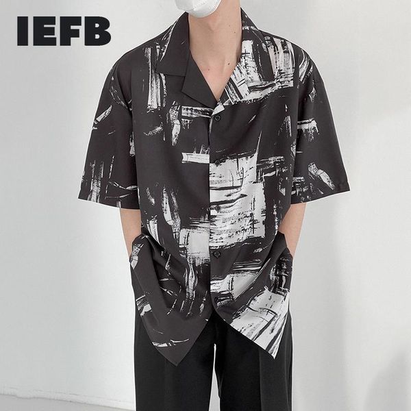 men's casual shirts iefb notched collar short sleeve shirt korean japanese style loose oversized print 2021 summer 9y8121, White;black
men's casual shirts iefb notched collar short sleeve shirt korean japanese style loose oversized print 2021 summer 9y8121, White;black