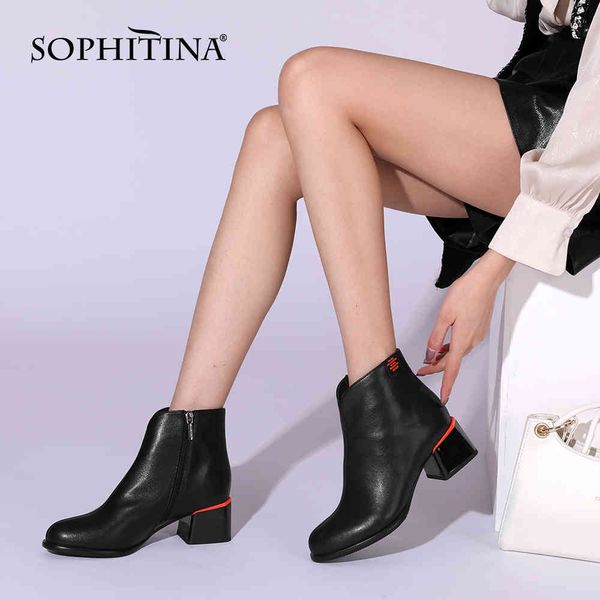 sophitina ankle boots the color heel genuine leather zipper mid heel comfort spring women shoes pc964 210513, Black
sophitina ankle boots the color heel genuine leather zipper mid heel comfort spring women shoes pc964 210513, Black