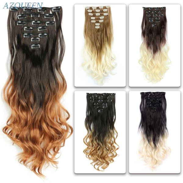 synthetic wigs azqueen 16 clips long wavy hair clip-on temperature fiber black brown hairpieces for women
synthetic wigs azqueen 16 clips long wavy hair clip-on temperature fiber black brown hairpieces for women