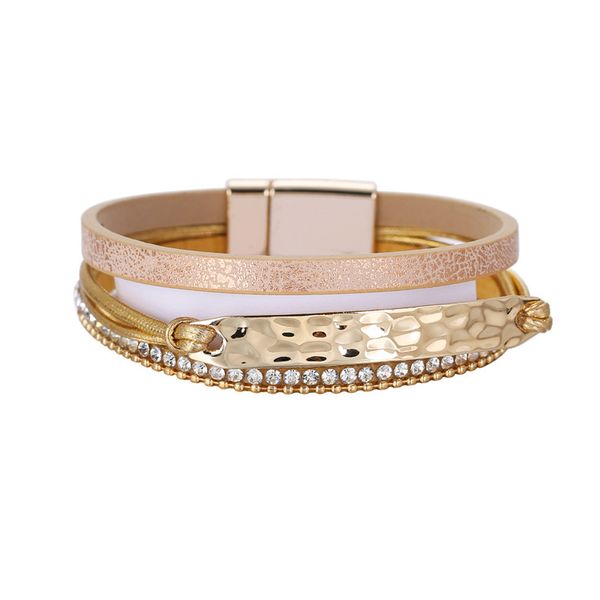 women's bracelet bohemian style diamond inlaid bracelet leather buckle jewelry, Black
women's bracelet bohemian style diamond inlaid bracelet leather buckle jewelry, Black