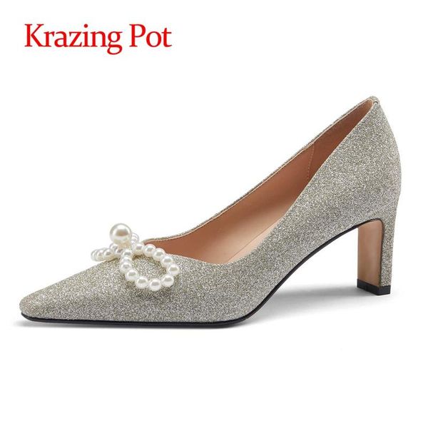 krazing pot big size genuine leather square toe high heels pearl beading sweet gentlewomen slip on dating dress women pumps l8f3 shoes, Black
krazing pot big size genuine leather square toe high heels pearl beading sweet gentlewomen slip on dating dress women pumps l8f3 shoes, Black