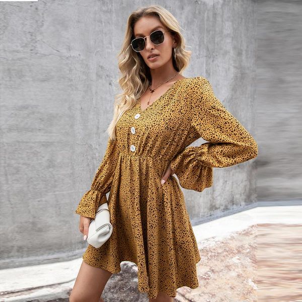 casual dresses autumn winter leopard print v-neck button dress women slim flare sleeve high waist elegant sweet holiday vestidos, Black;gray
casual dresses autumn winter leopard print v-neck button dress women slim flare sleeve high waist elegant sweet holiday vestidos, Black;gray