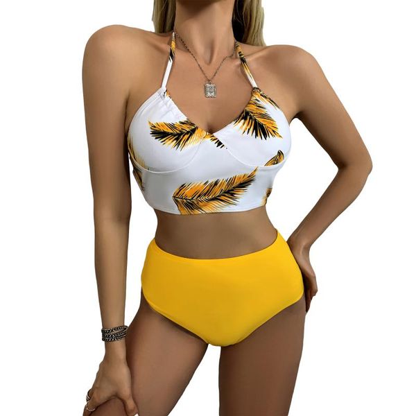 two-piece suits two piece swimwear women bikini set leaves printed halter strap swim panty swimsuits beach bathing suit
two-piece suits two piece swimwear women bikini set leaves printed halter strap swim panty swimsuits beach bathing suit