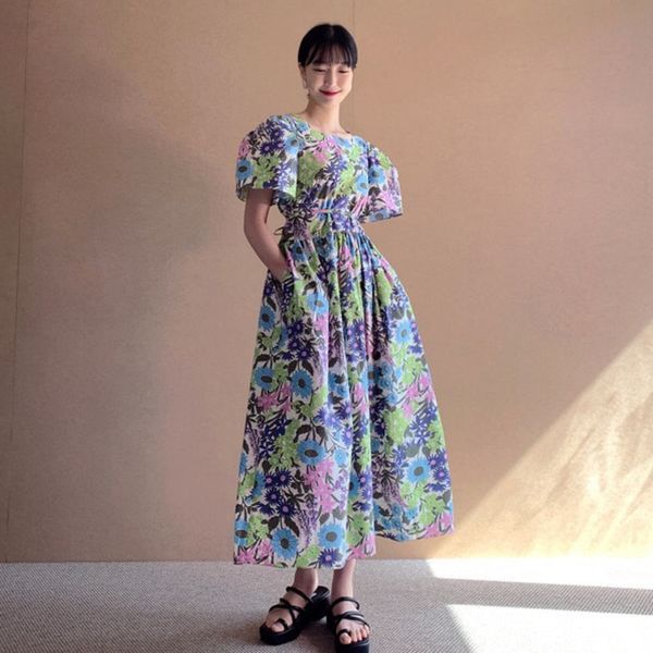 women printed pattern belt pleated long dress round neck short puff sleeve fashion spring summer 16f0668 210510, Black;gray
women printed pattern belt pleated long dress round neck short puff sleeve fashion spring summer 16f0668 210510, Black;gray