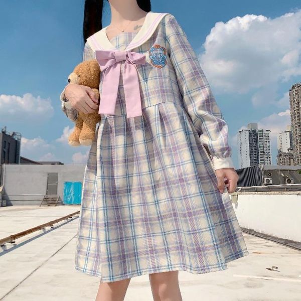 casual dresses "first love"preppy style sweet women's plaid dress bow trim sailor collar one piece color green blue fall loli, Black;gray
casual dresses "first love"preppy style sweet women's plaid dress bow trim sailor collar one piece color green blue fall loli, Black;gray
