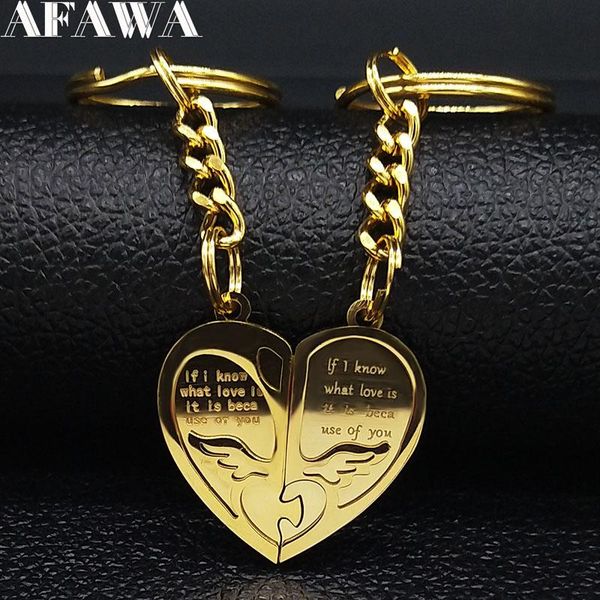 keychains 2 pcs 2021 fashion heart love stainless steel couple keychain for women gold color keyrings jewelry merci maitresse k77637b, Silver
keychains 2 pcs 2021 fashion heart love stainless steel couple keychain for women gold color keyrings jewelry merci maitresse k77637b, Silver
