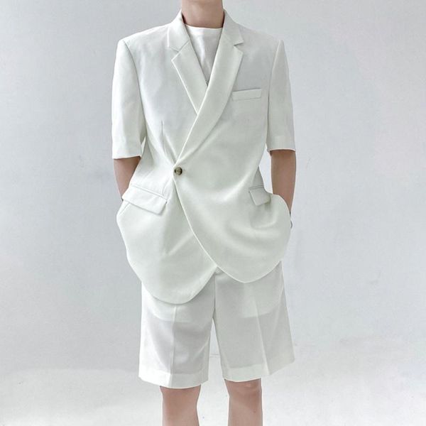 men's suits & blazers men summer 2 pices sets jacket shorts casual short sleeve blazer male harajuku korean streetwear suit coat man, White;black
men's suits & blazers men summer 2 pices sets jacket shorts casual short sleeve blazer male harajuku korean streetwear suit coat man, White;black