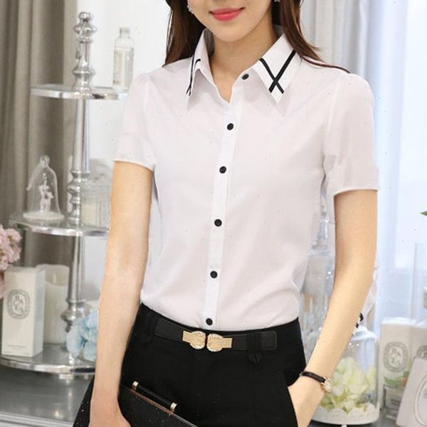 korean summer office fashion women shirt button lapel short sleeve work slim white blusas mujer
korean summer office fashion women shirt button lapel short sleeve work slim white blusas mujer