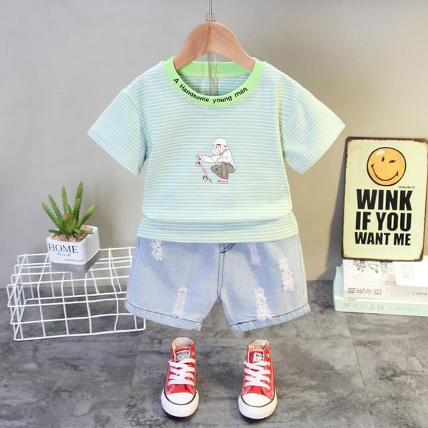 summer baby boys girls clothes infant cartoon strips t shirt denim shorts 2pcs/sets kids fashion garment children casual sport clothing sets, White
summer baby boys girls clothes infant cartoon strips t shirt denim shorts 2pcs/sets kids fashion garment children casual sport clothing sets, White