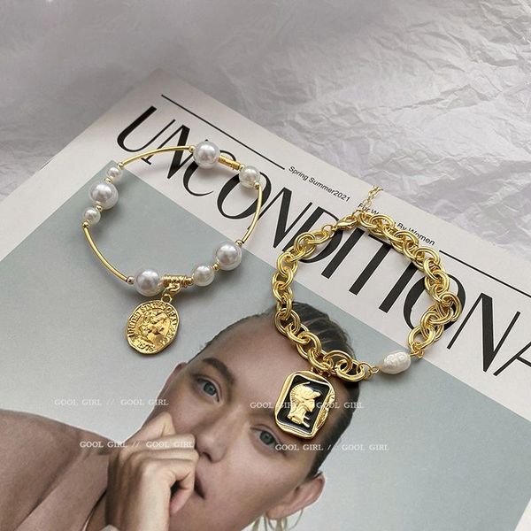 link, chain portrait brand pearl bracelet korean simple personality temperament jewelry fashion net red trend ins accessories female, Black
link, chain portrait brand pearl bracelet korean simple personality temperament jewelry fashion net red trend ins accessories female, Black