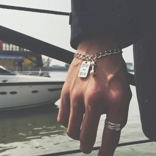 link, chain bangles women bracelet dumbbells charms bracelets letter fashion couple jewelry hand made silver color vintage alloy bransoletka, Black
link, chain bangles women bracelet dumbbells charms bracelets letter fashion couple jewelry hand made silver color vintage alloy bransoletka, Black