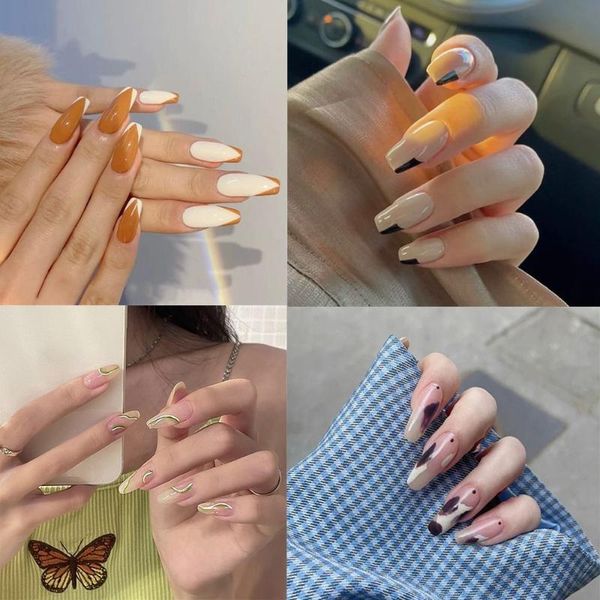 false nails 24pcs/box long coffin ballerina wearable fake full cover nail tips press on, Red;gold
false nails 24pcs/box long coffin ballerina wearable fake full cover nail tips press on, Red;gold