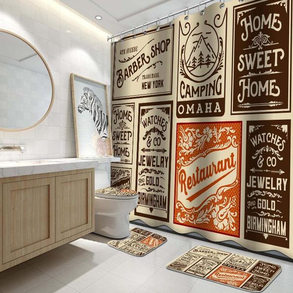 shower curtains 4 pcs curtain set various advertisement signs barber shop restaurant camping retro style, cloth fabric bathroom decor
shower curtains 4 pcs curtain set various advertisement signs barber shop restaurant camping retro style, cloth fabric bathroom decor