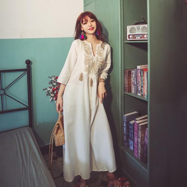 casual dresses beach dress bohemian cotton plus size with flowers long sleeve maxi, Black;gray
casual dresses beach dress bohemian cotton plus size with flowers long sleeve maxi, Black;gray
