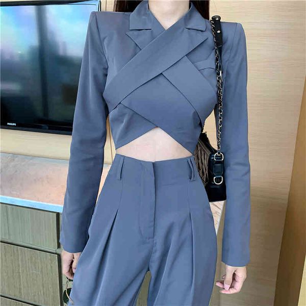 women summer chic streetwear backless cross button notched long sleeve + high waist pants suits 2 piece set 210514, White
women summer chic streetwear backless cross button notched long sleeve + high waist pants suits 2 piece set 210514, White