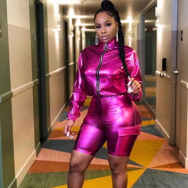 solid pu leather two piece set women zipper turtleneck long sleeve and shorts suits party clubwear matching outfits women's tracksu, Gray
solid pu leather two piece set women zipper turtleneck long sleeve and shorts suits party clubwear matching outfits women's tracksu, Gray