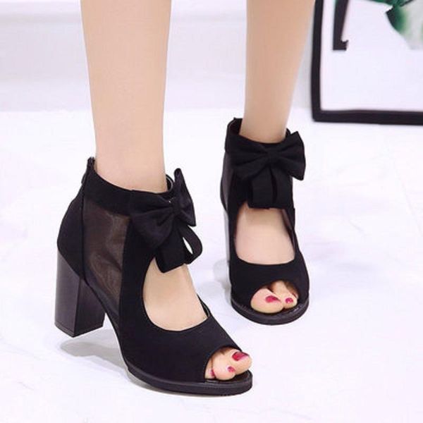 spring and summer thick heel fish mouth sandals single shoes women's bow net yarn high, Black
spring and summer thick heel fish mouth sandals single shoes women's bow net yarn high, Black