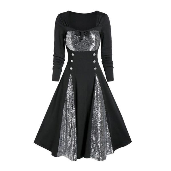casual dresses elegant patchwork vintage dress squre neck bows button party long sleeve a-line midi plus size robe femme soiree, Black;gray
casual dresses elegant patchwork vintage dress squre neck bows button party long sleeve a-line midi plus size robe femme soiree, Black;gray
