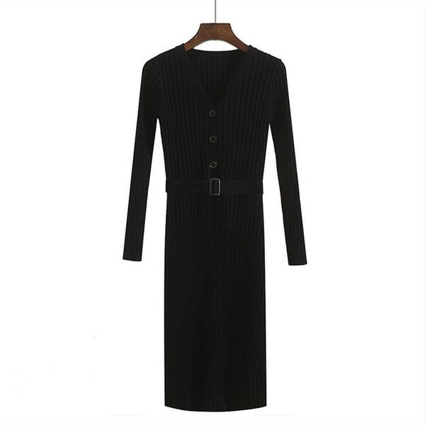 black beige v neck long sleeve knitted knee length sheath bodycon autumn winter dress elegant button sash solid d0830 210514, Black;gray
black beige v neck long sleeve knitted knee length sheath bodycon autumn winter dress elegant button sash solid d0830 210514, Black;gray