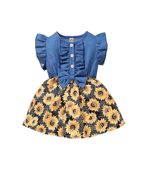 girl's dresses summer baby girl leopard sunflower print sleeve round neck ruffle dress patchwork denim button bowknot a-line, Red;yellow
girl's dresses summer baby girl leopard sunflower print sleeve round neck ruffle dress patchwork denim button bowknot a-line, Red;yellow