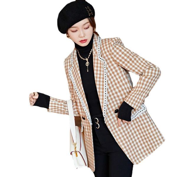 women's suits & blazers plus size 2021 autumn and winter plaid suit jacket women mid-length casual all-match blazer high quality, White;black
women's suits & blazers plus size 2021 autumn and winter plaid suit jacket women mid-length casual all-match blazer high quality, White;black