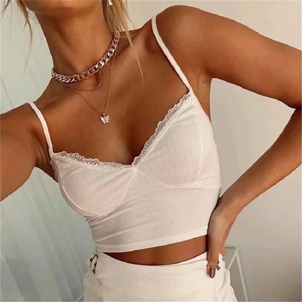 women's lace camisole v-neck stitching slim-fit suspender womens blouse short summer 210508, White
women's lace camisole v-neck stitching slim-fit suspender womens blouse short summer 210508, White