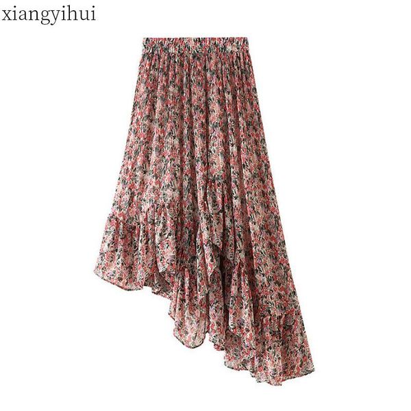 floral print chiffon skirt women bohemian summer midi skirts knee length asymmetric long ladies clothing, Black
floral print chiffon skirt women bohemian summer midi skirts knee length asymmetric long ladies clothing, Black