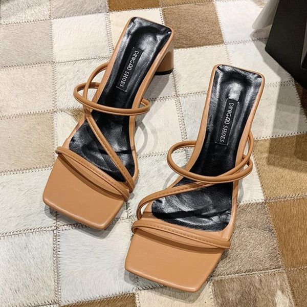 dress shoes women sandals fashion outdoor slippers open toe square heels narrow band summer slides women's footwear, Black
dress shoes women sandals fashion outdoor slippers open toe square heels narrow band summer slides women's footwear, Black