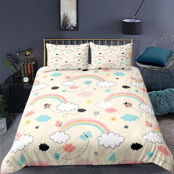 bedding sets cartoon set kids girls soft home textiles rainbow print comforter covers with pillwocase king size duvet cover
bedding sets cartoon set kids girls soft home textiles rainbow print comforter covers with pillwocase king size duvet cover