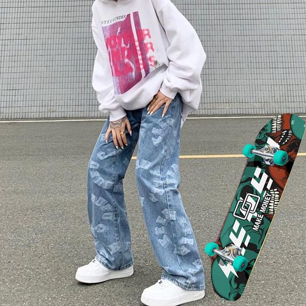 men's jeans high street hip hop full print men and women loose leg, wide floor dragging skate baggie, Blue
men's jeans high street hip hop full print men and women loose leg, wide floor dragging skate baggie, Blue