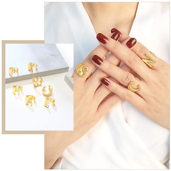 cluster rings chic a-z initial signet for women size adjustable gold color metal alphabet name statement finger ring jewelry, Golden;silver
cluster rings chic a-z initial signet for women size adjustable gold color metal alphabet name statement finger ring jewelry, Golden;silver