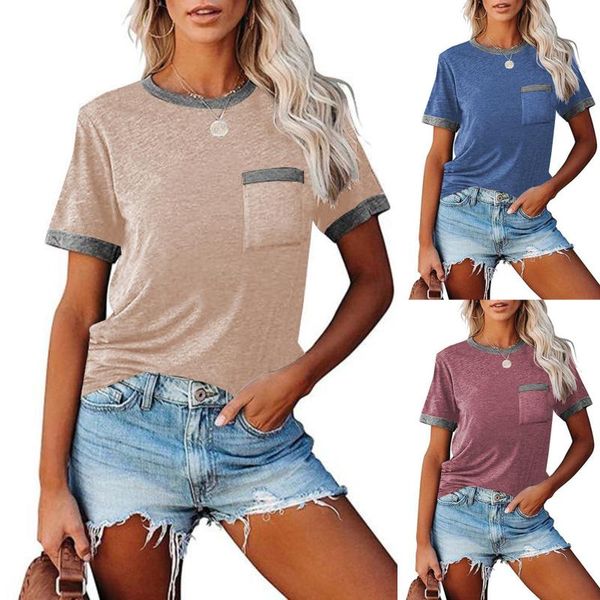 women's t-shirt women oversized o neck with pocket lady fashion stitching short sleeve clothes summer casual streetwear, White
women's t-shirt women oversized o neck with pocket lady fashion stitching short sleeve clothes summer casual streetwear, White