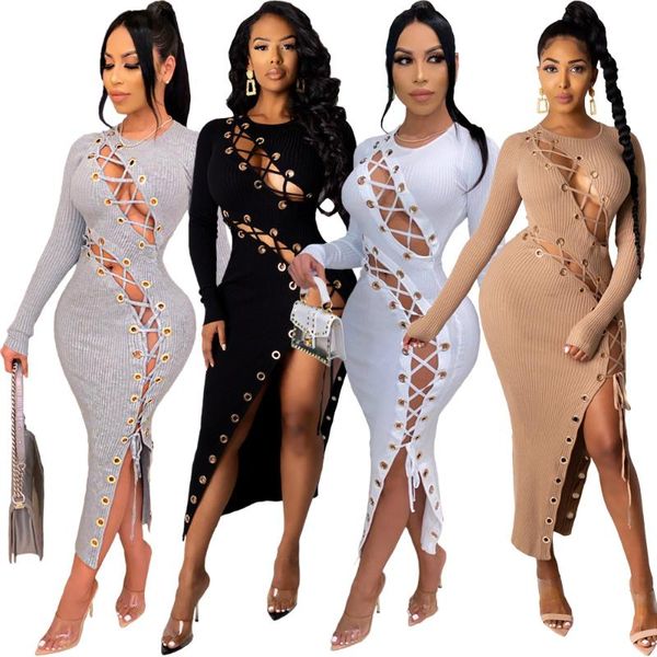 bandage drawstring hollow out long dresses for women full sleeve party night clubwear bodycon maxi dress solid black split casual, Black;gray
bandage drawstring hollow out long dresses for women full sleeve party night clubwear bodycon maxi dress solid black split casual, Black;gray
