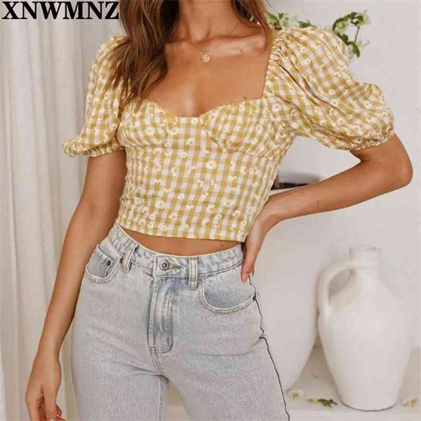 women chic daisy embroidery short sleeve ropa mujer fashion crop cream tartan blouse harajuku vintage cropped 210520, White
women chic daisy embroidery short sleeve ropa mujer fashion crop cream tartan blouse harajuku vintage cropped 210520, White