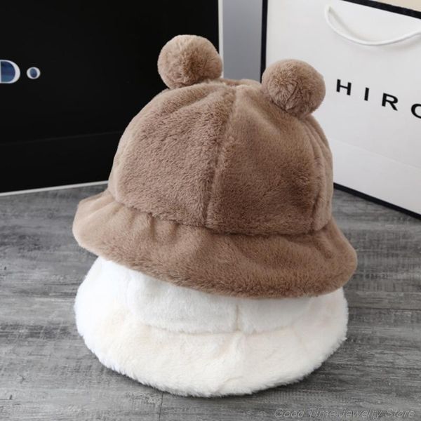 women winter fluffy plush warm bucket hat with cute pompom bear ears solid color leopard short brim cloche fisherman cap m20 21 outdoor hats, Black;white
women winter fluffy plush warm bucket hat with cute pompom bear ears solid color leopard short brim cloche fisherman cap m20 21 outdoor hats, Black;white