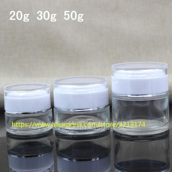 storage bottles & jars 20g 30g 50g clear glass cream jar with shiny white acrylic lid, cosmetic eye mask facial lotion container
storage bottles & jars 20g 30g 50g clear glass cream jar with shiny white acrylic lid, cosmetic eye mask facial lotion container