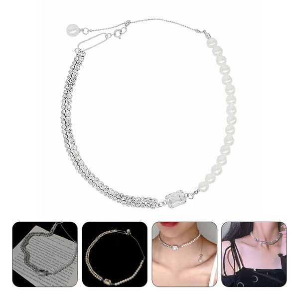 1pc choker necklace double layer rhinestone fashion splicing chain pendant necklaces, Silver
1pc choker necklace double layer rhinestone fashion splicing chain pendant necklaces, Silver