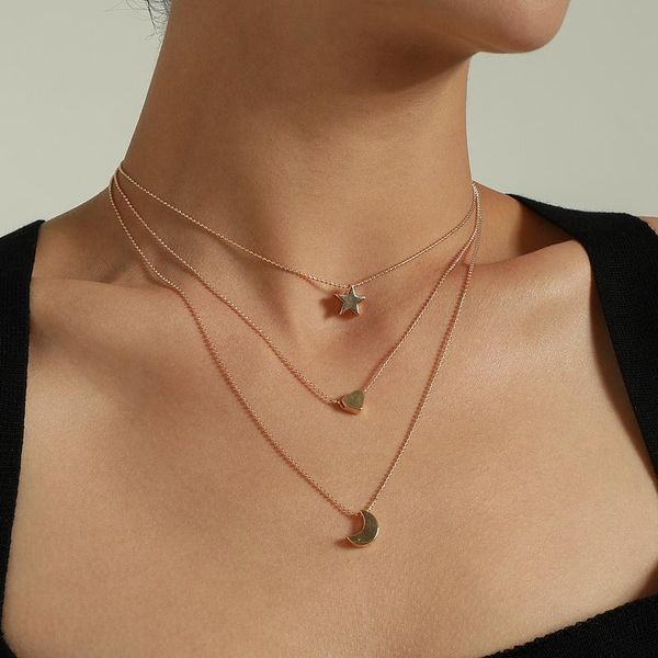 pendant necklaces trending elegant heart star moon for women multilayer geometric beads chains necklace colar jewelry gift, Silver
pendant necklaces trending elegant heart star moon for women multilayer geometric beads chains necklace colar jewelry gift, Silver