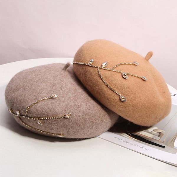 berets 100% wool winter beret warmer women rhinestone beanies cap classical french style femme ladies fascinator hat, Blue;gray
berets 100% wool winter beret warmer women rhinestone beanies cap classical french style femme ladies fascinator hat, Blue;gray